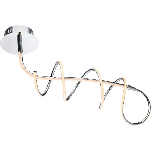 Globo Lighting LED designlamp spiraal plafondlamp modern zilver LED design modern, chroom opaal wit, 30W 1753Lm warm wit, LxBxH 72x19x49 cm
