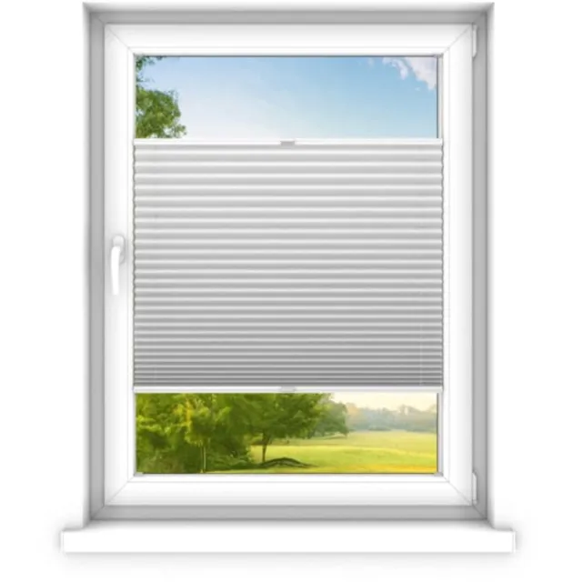 time4blinds Plisségordijn zonder boren op - Vouwgordijn - Plisségordijn privacy en zonwering - Eenvoudige installatie - Kant-en-klaar plisségordijn - 90x200 cm - Zilver Siliver