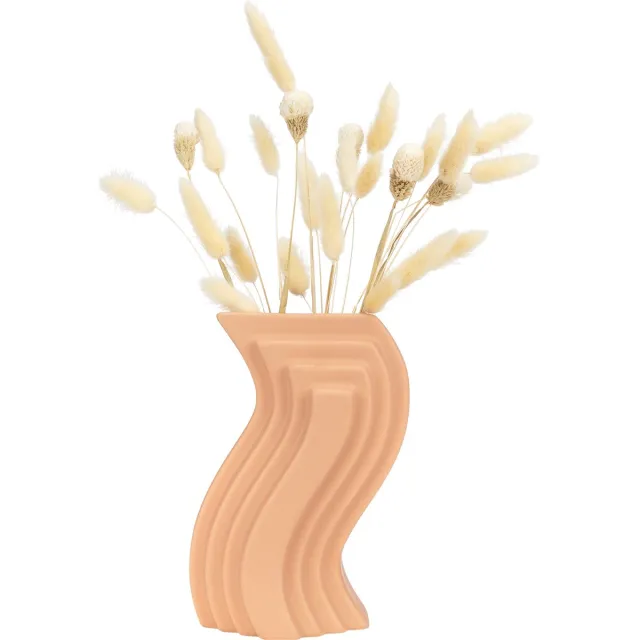 QUVIO Vaas voor droogbloemen - Moderne vaas - Decoratieve accesoires - Grote vaas - Vaas binnen - Bloemenvaas - Vaas keramiek - Vazen 20 tot 30 cm - Woonaccessoires voor bloemen en boeketten - Abstract - Keramiek - Terracotta
