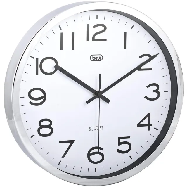 Trevi OM 3318 S wandklok, metaal, zilver, diameter 30 cm