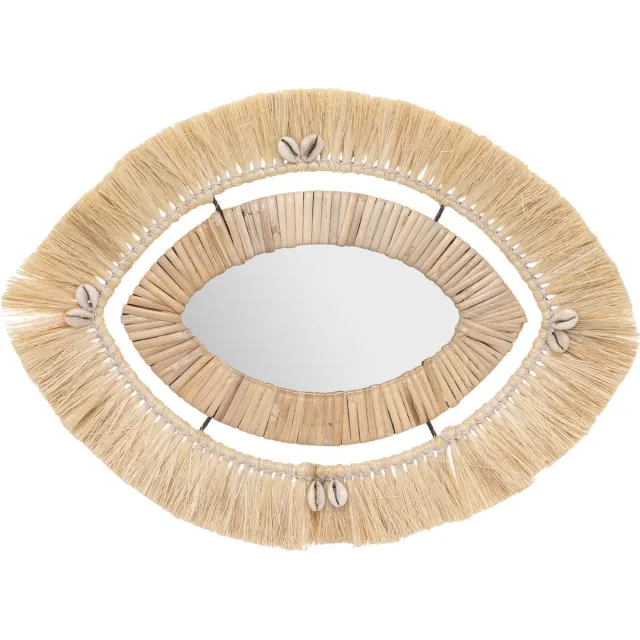 Atmosphera Ibiza wandspiegel Tropi met schelpjes - 43x29cm Beige