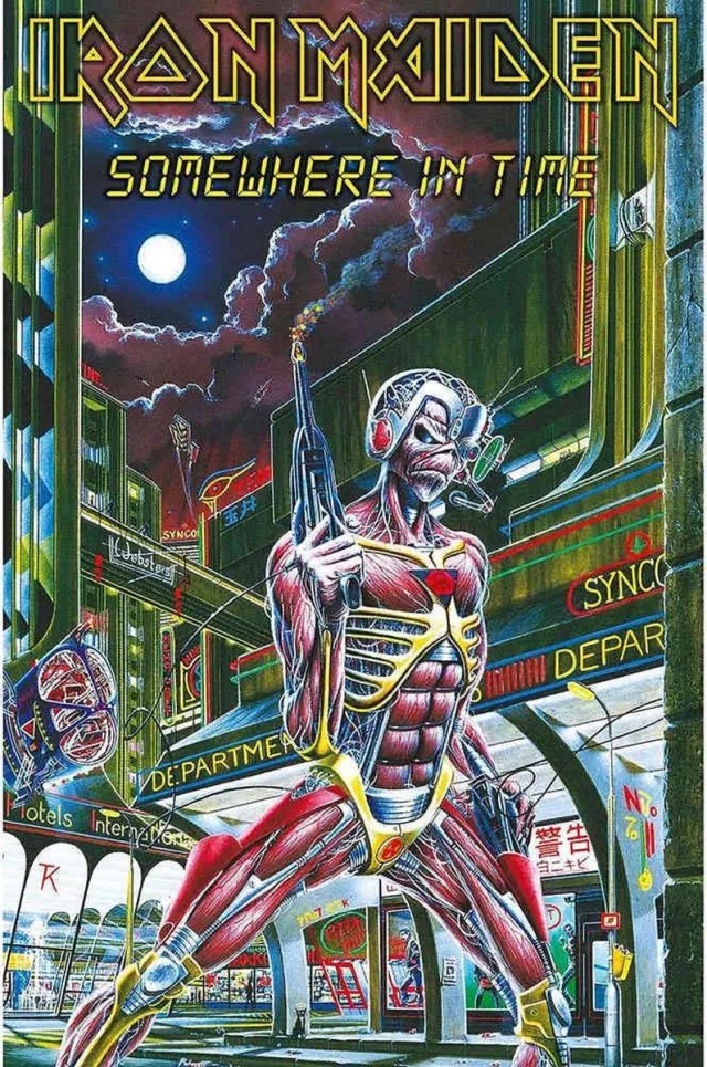 Rock Off Iron Maiden - Somewhere In Time Textiel Poster - Multicolours