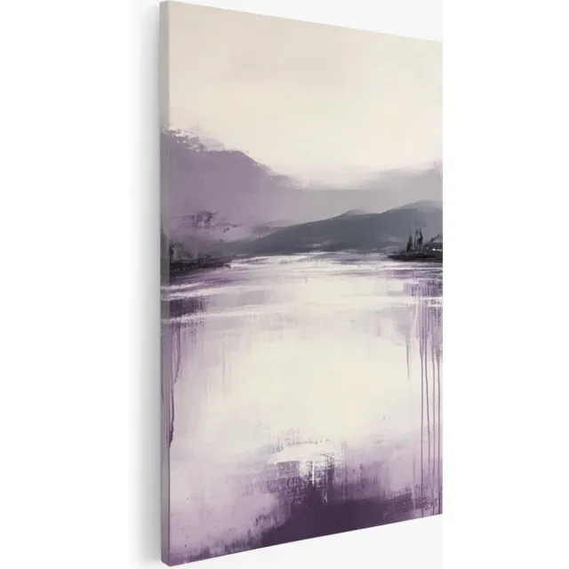 Saammp Canvas Schilderij - paars zwart landschap - Abstract - 30x40 - Foto op canvas - Wanddecoratie - Muurdecoratie Woonkamer - Slaapkamer decoratie - Canvas Print Multicolor