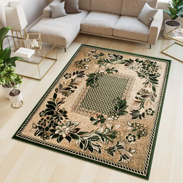 Tapiso Atlas PP Vloerkleed Beige Bloemen Woonkamer Tapijt Maat- 130x190 Groen 2