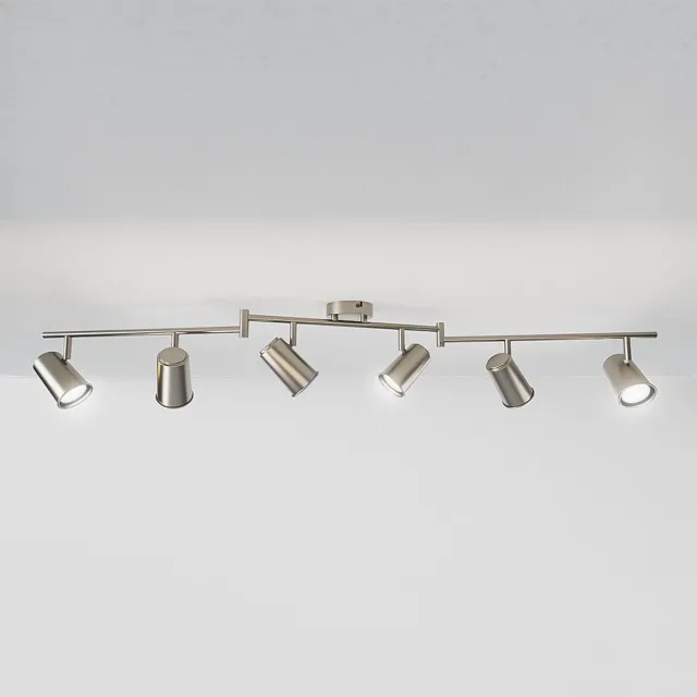 HOFTRONIC Riga RVS LED plafondlamp 6 spots – kantelbaar en draaibaar – opbouwspots RVS – GU10 - 6000K daglicht wit - Plafondspots - IP20 - woonkamer en gang