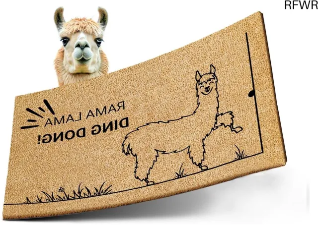 RFWR Grappige Kokos Deurmat 60 x 40 cm - Duurzaam en Antislip voor Binnen en Buiten 11 Rama Lama Ding Dong