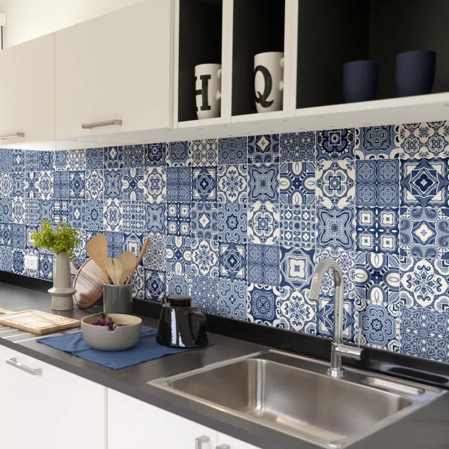 Ambiance Sticker Zelfklevende tegelmuurstickers voor keuken en badkamer - 30 Rafaela Azulejo tegelstickers - 30 stickers 20x20cm Multi color