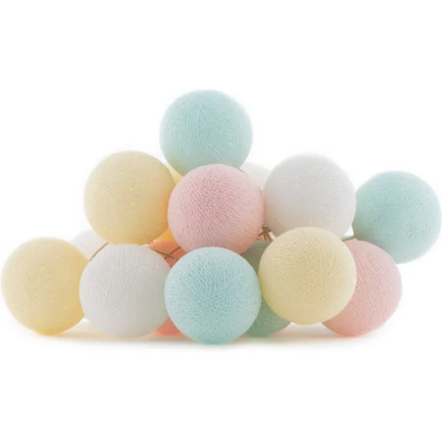 Cotton Ball Lights LED lichtslinger voor binnen - Handgemaakt en Fairtrade - 20 lampjes - Pastel