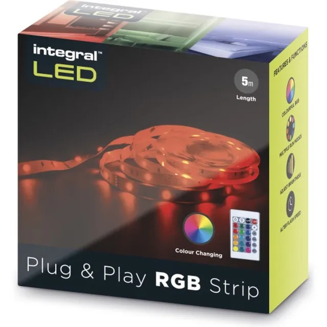 Integral OP=OP Integral Plug&Play RGB LEDstrip IP20 5meter 4.5W/M 30LED/M 10mm | RGBW | 22.5 watt | 20.000 Branduren