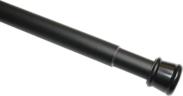 PolkaHome Spanstang, gordijnroede, metalen stang, uitschuifbaar, montage zonder schroeven en boren, diameter: 23/26 mm, lengte: 60-100 cm, mat-zwart, staal