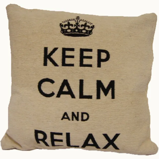 Urban Unique Keep calm and relax - Sierkussen - 45x45 cm - Naturel Beige
