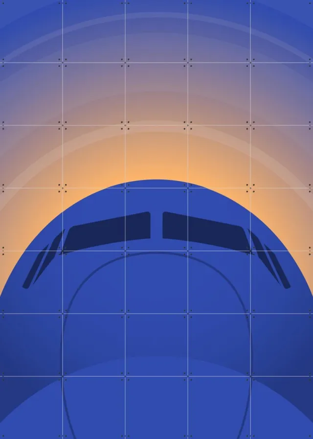 IXXI Nose, Tim Lautensack - 100 x 140 cm - Grote wanddecoratie en posters - Illustraties, Abstract, Minimalisme, Modern, Digitale Kunst, Geometrische Blauw