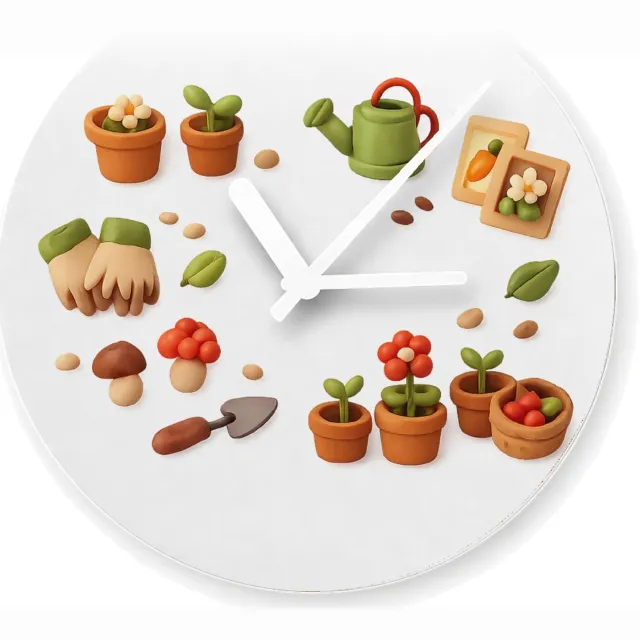 Mr Cadeautjes Glazen klok Ø 20 - design Een speelse verzameling van kleine tuin- en natuurminiaturen | cadeau Wit