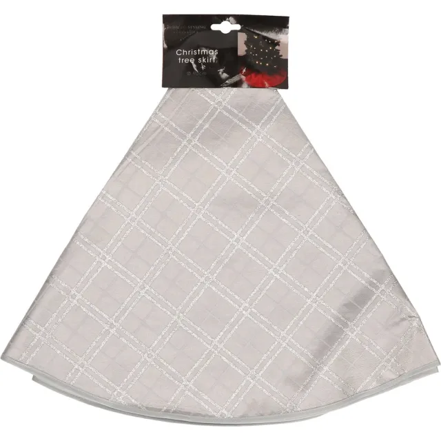 Home & Styling Home and Styling Kerstboomrok - zilver - polyester - glitter - 90 cm