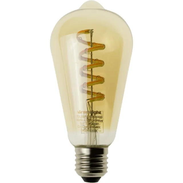 RexTech Tuya slimme led filament lamp goud - E27 fitting Edison - Dual White - Smart lamp - Slimme verlichting