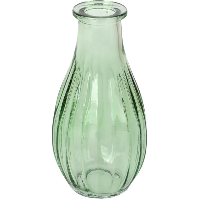 Famanu Green Glass Bud Vaas voor bloemen, stijlvolle enkele steel elegante bruiloft tafel middenstuk decoraties vensterbank decor, tuinfeesten, zomer dineren, mantel styling en cadeau 14cm Groen