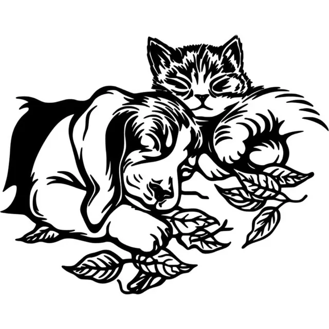 Looster-art&design Muursticker - Raamsticker Hond - kat - Dier - Decoratief - Wall Art zwart