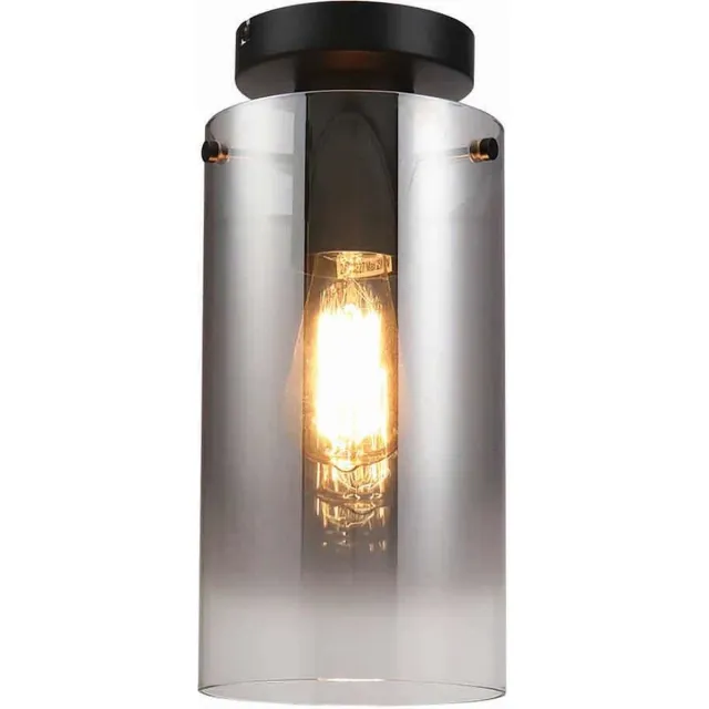 Freelight Plafondlamp Ventotto H 33 cm Ø 15 cm rook glas zwart