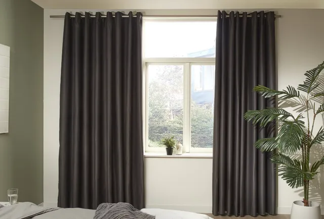 MESA LIVING Verduisterende Gordijnen - Donkergrijs - Gordijnen kant en klaar Ringen - 150 x 250cm