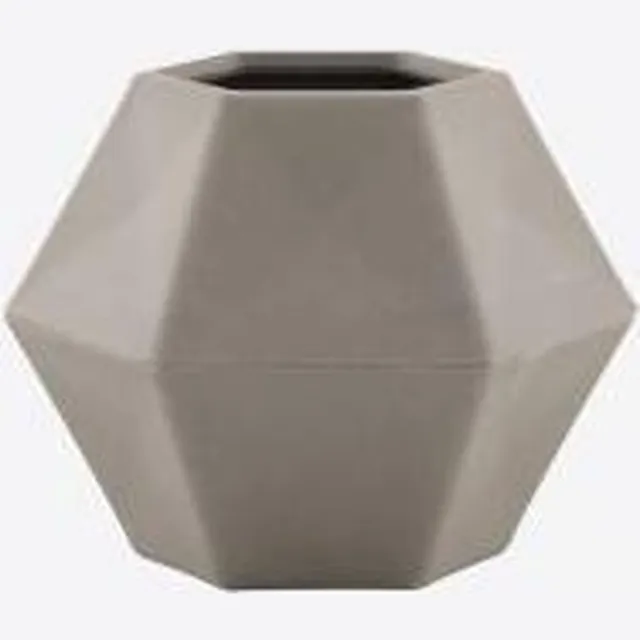 Point-Virgule geometrische vaas uit bamboevezel cementgrijs 10.8x9.5x8cm