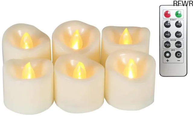 RFWR Flikkerende LED-theelichten met afstandsbediening en timer - 6 stuks Warm geel