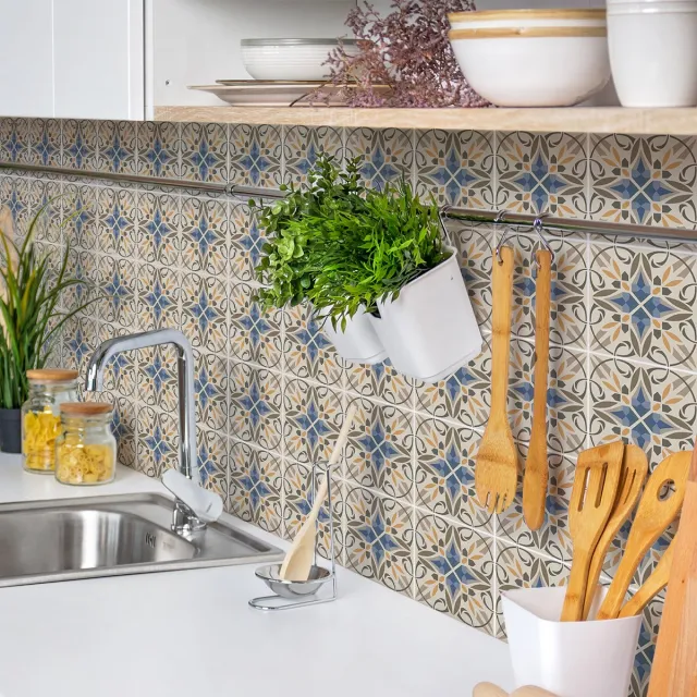 Ambiance Sticker Zelfklevende muurtegelstickers voor keuken en badkamer - 30 AZULEJOS SEBASTIANA tegelstickers - 30 stickers 20x20cm Multi color