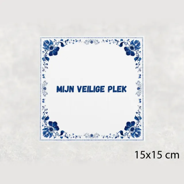 Voici Voilà Spreuk tegel 15x15 cm Mijn veilige plek Wit met tekst