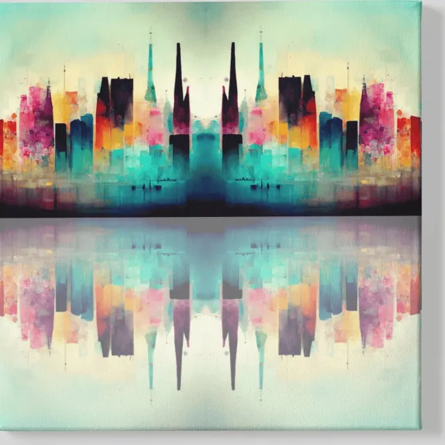 Trendex Global Canvas Schilderij - Stad - Abstract - New York - 60x60x2 cm Kleurrijk