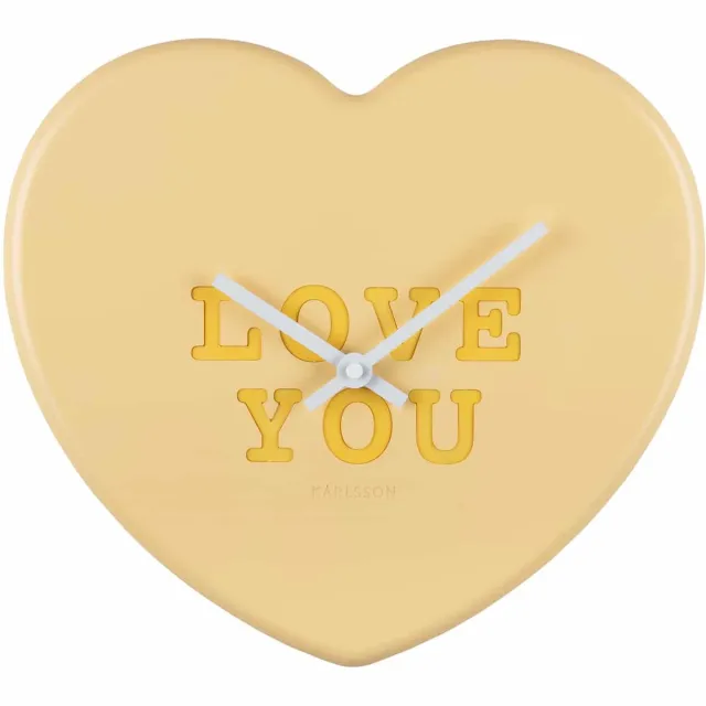 Karlsson Wandklok Heart Candy - Geel - 30x6.2x27cm - Wandklok Scandinavisch