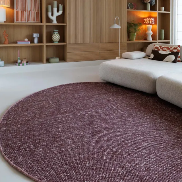 Nordic Weavers Rond wollen vloerkleed - Silvull bordeauxrood 300