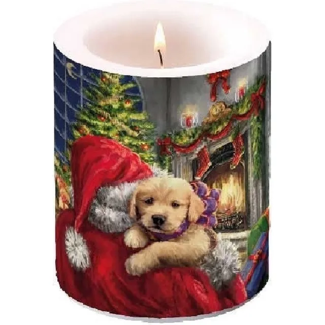Ambiente Kaars - Small - Puppy at Fire - 35 branduren - Kerst - Winter divers