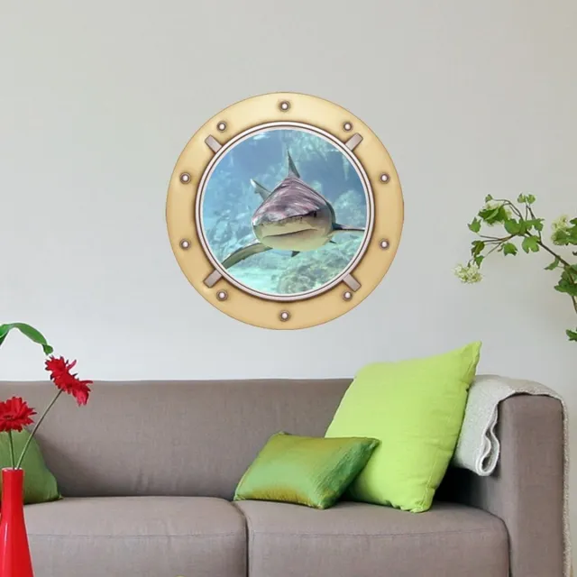 Ambiance Sticker Haai trompe l'oeil stickerontwerp 50 x 50 cm Multi color