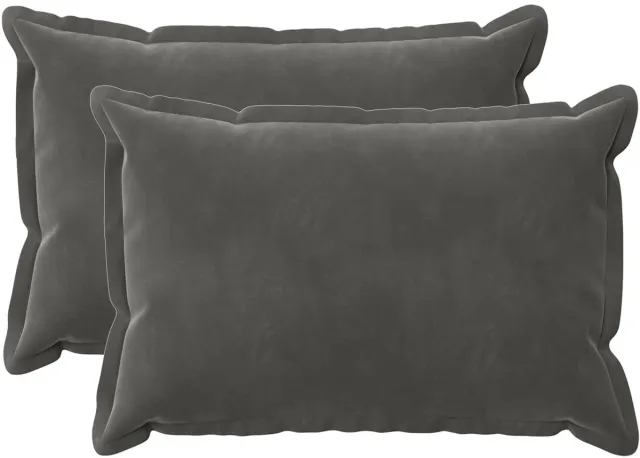 vidaXL Dekenkussen - 2 - st - HOUTEN - Donkergrijs - 50 - x - 80 - cm - fluweel