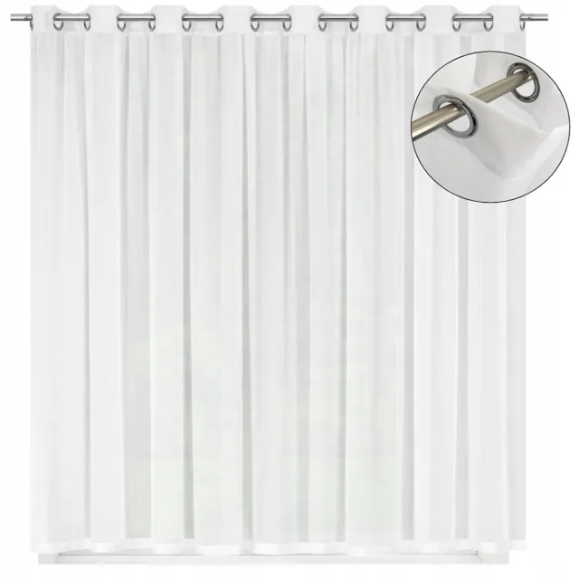 NOW-ART Kant-en-klaar vitragegordijn - 300 × 230 cm - Wit - Met ringen
