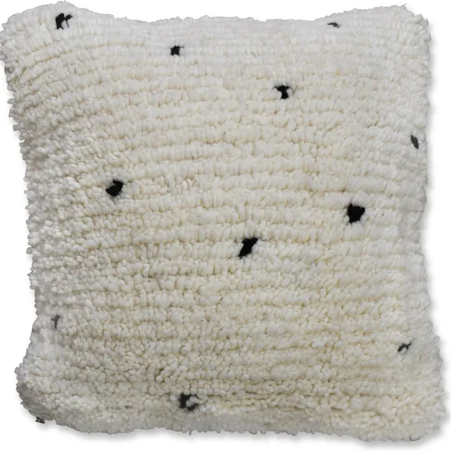 Poufs&Pillows Fluffy gestippeld kussen - handgeweven uit natuurlijk wol - vierkant 40x40cm creme