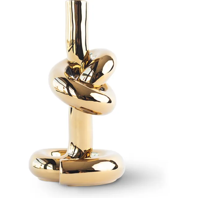 Werkwaardig Geknoopte Kandelaar Goud / Knotted Candleholder Gold | Dutch Design kandelaar Werkwaardig. Zilver