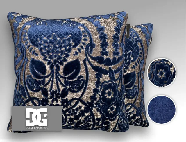 Diva Novita Dolce & Gabbana - Kwaliteits sierkussen gemaakt van originele Dolce & Gabbana fluweel blauw