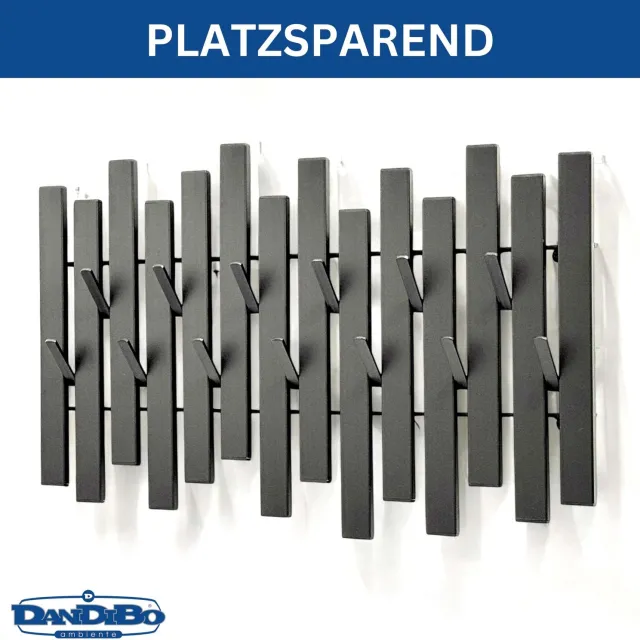 ‎DanDiBo DanDiBo Wandkapstok modern - Zwart metaal - 58 cm breed