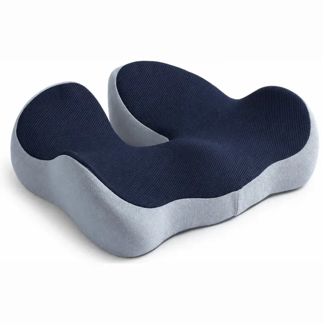 Gloovon Ergonomisch Zitkussen - Orthopedisch Zitkussen & Zitring - Stuitje - Stuitkussen - Traagschuim - Geschikt voor bureaustoel, auto en sofa - Marineblauw