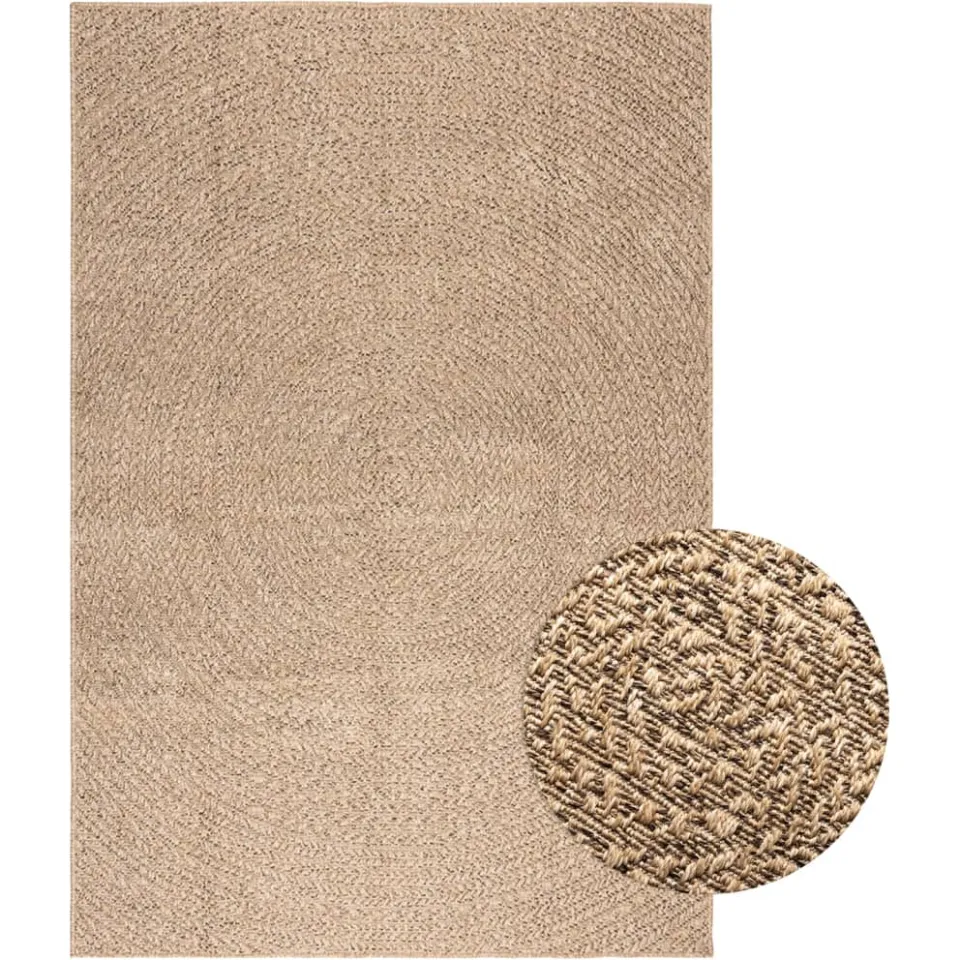 vidaXL Vloerkleed ZIZUR binnen en buiten 120x170 cm jute look bruin, foto 6