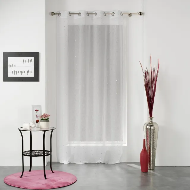 Livettti.NL Livetti Vitrage met oogje Net Curtain 140x240cm Wit - Zilver