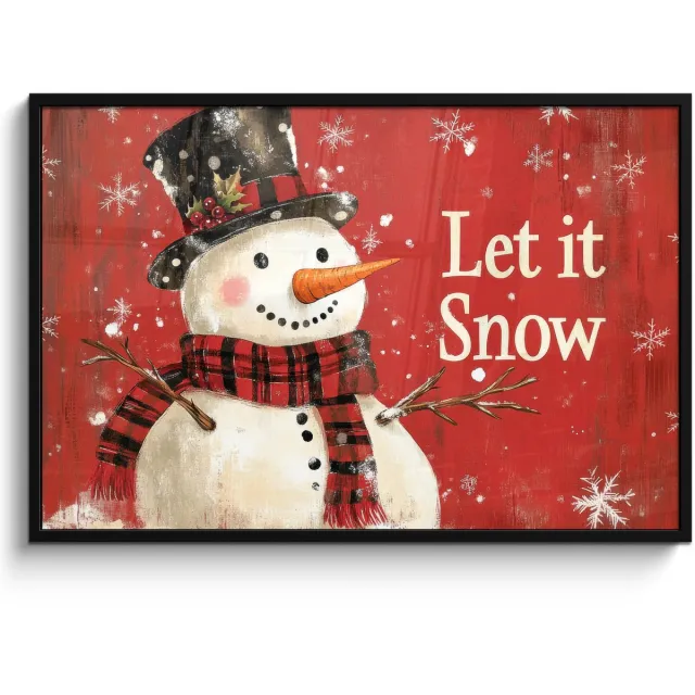 FrameYourWall Poster in lijst - Fotolijst 120x80 cm - Posters - Sneeuwpret - Winter - Sneeuwpop - Posterlijst zwart - Decoratie - Wanddecoratie woonkamer - Muurdecoratie slaapkamer