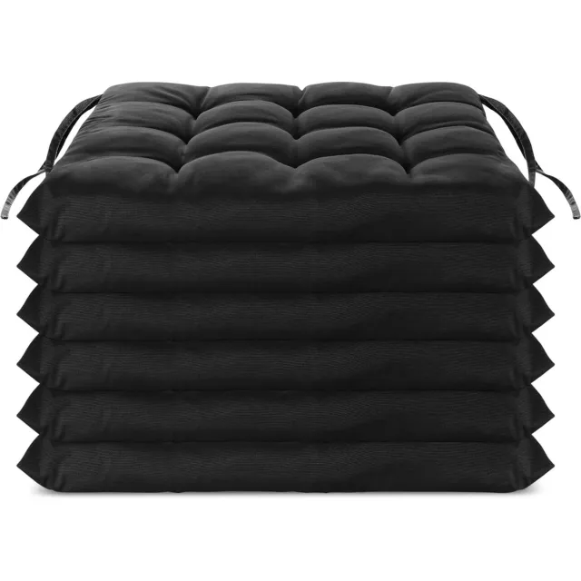 Imperatoris Zitkussen - Stoelkussen - Tuinstoelkussens - Eetkamer Kussen - Stoelkussens Eetkamer - Geschikt voor Binnen en Buitengebruik - Seat Cushion - 40 x 40 cm - 6 Delige set - Zwart - van Imperatoris