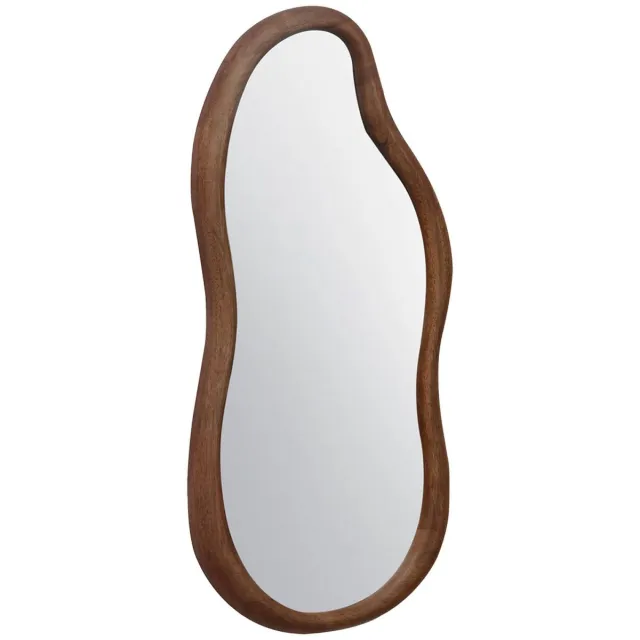 sweeek Organische spiegel walnootkleurig rubberhout 70 cm - sweeek Bruin