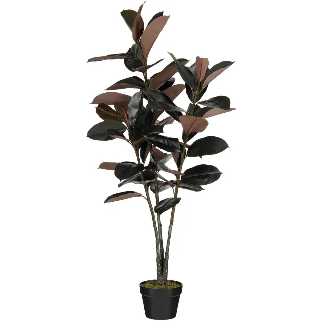Mica Decorations Rubberplant – Kunstplant in Pot – Realistische Nepplant Woondecoratie – Kunstplanten voor Binnen en Buiten – H120 x Ø80 cm – Rood