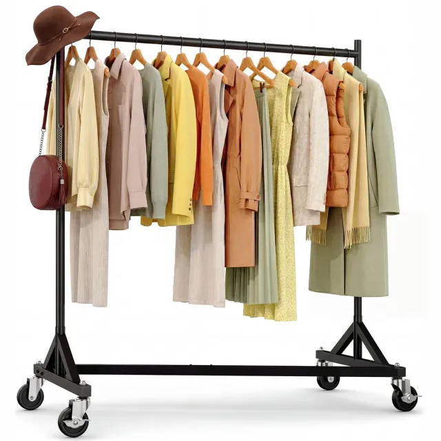 Hokeeper Z-Rack - Zwart zwaar kledingrek op wielen - 182 kg draagvermogen - Hoogte verstelbaar 150-180 cm