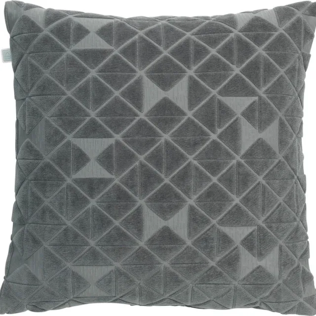 Dutch Decor JACKY - Sierkussen 45x45 cm - velvet - donkergrijs - Inclusief binnenkussen