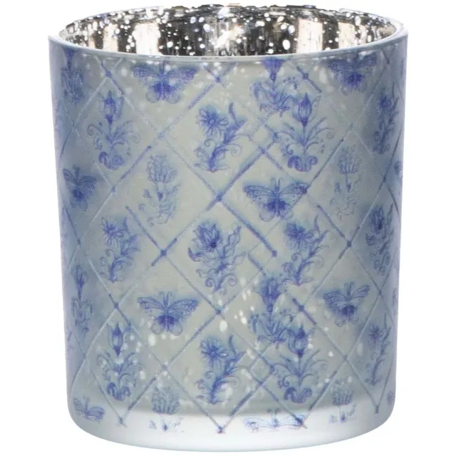 Mars & More Delfts blauw - windlicht van glas - rond delfstblauw