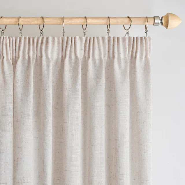 Ibenzoa Luxe Linnenlook Gordijnen met Plooiband voor Woonkamer en Slaapkamer, Set van 2, Wit, 140 x 225 cm