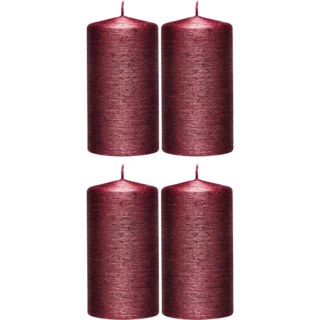 Enlightening Candles 4x Rode cilinderkaarsen/stompkaarsen 7 x 13 cm 25 branduren - Geurloze kaarsen rood - Woondecoraties